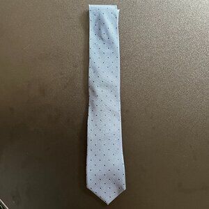 Calvin Klein Baby Blue Dotted Tie - 100% Silk, Elegant & Shimmering